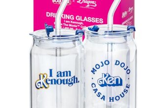 Dragon Glassware Barbie The Movie – 16 oz Glass Cups with Lids and Straws