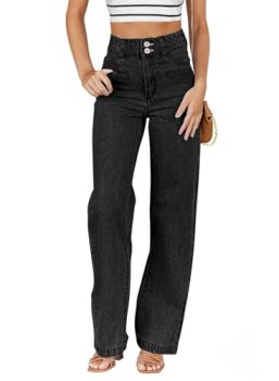 Sidefeel Jeans for Women Trendy High Waisted Stretchy Straight Leg Jeans Tummy C