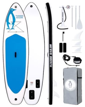 Tuxedo Sailor 10’6″×33″×6″ Inflatable Stand Up Paddle Board with SUP Accessories
