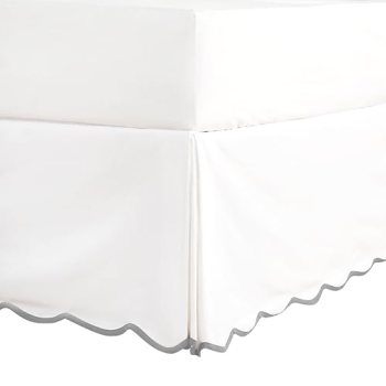 HIG Off White Chic King Bed Skirt – Easy Fit Scallop Edge Pleated Bedskirts