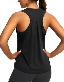 Women’s Workout Tops Racerback Athletic Tank Tops Sleeveless Loose Fit Yoga Runn