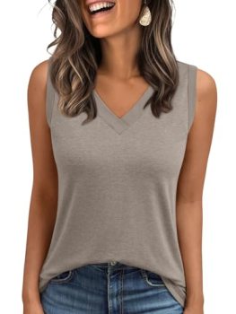 AUTOMET Tank Top Women Summer 2026 Casual Spring V Neck Sleeveless Tee Shirt Bas