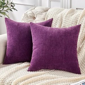 GAWAMAY Decorative Chenille Throw Pillow Covers 24×24 Inch Pack of 2