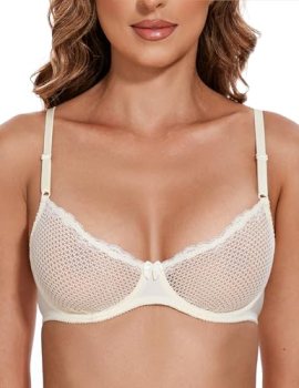Wingslove Women’s Sexy 1/2 Cup Lace Bra Balconette Mesh Underwired Demi Shelf Br