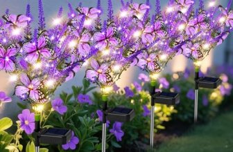 NBQQ Solar Garden Lights Outdoor 4 Pack Lavender Butterfly Lights