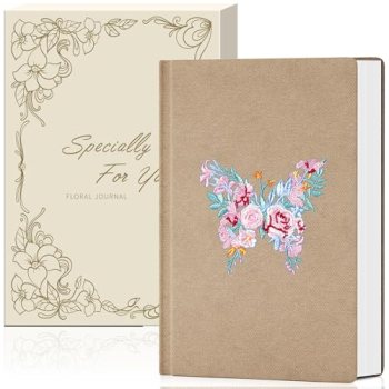 MINICAGIE Embroidered Fabric Journal for Women A5 Hardcover College Ruled Notebo