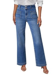 Sidefeel Women’s Wide Leg Jeans Hight Waisted Tummy Control Straight Leg Flare T