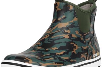 Kalkal Men’s Deck Boots Anti-Slip Saltwater Fishing Rain Boots with Memory Foam