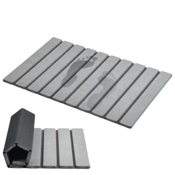AWW Foldable Stone Bath Mat, Super Absorbent Diatomaceous Earth Mats