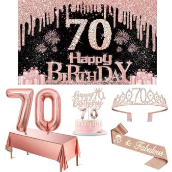 70th Birthday Decorations for Women with Banner