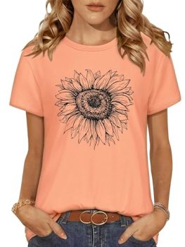 T Shirts for Women Summer Short Sleeve Crewneck Casual Cute Graphic Basic Tees T