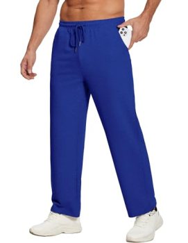 Deyeek Mens Baggy Sweatpants Wide Leg Gym Pants Open Bottom Sweatpants for Men C