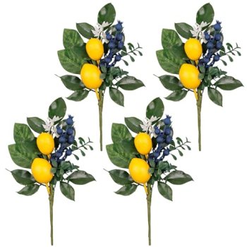 Valery Madelyn 4 Packs Spring Summer Picks with Lemons Blueberry Eucalyptus Leav