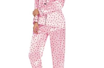 SWOMOG Womens Silk Satin Pajamas Set Long Sleeve Button Down Sleepwear 2 Piece L