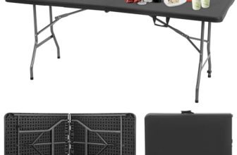 BestOffice Outdoor 6 FT Folding Camping Table Plastic Table Portable Square Heig