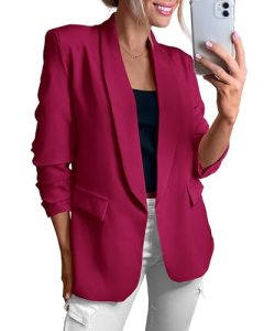 KIRUNDO Womens Blazer 2026 Spring Fall Bussiness Casual Long Sleeve Open Front W