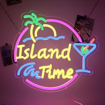 Island Time Neon Sign Island Bar Neon Sign Wall Decor Suitable for Bar Party Sho