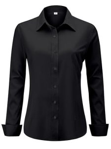 hearain Black Dress Shirts Button Down Long Sleeve for Women Dressy Tops Western