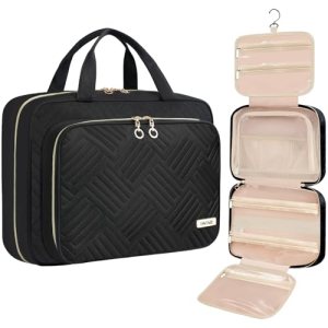BAGAIL Hanging Toiletry Bag for Women Water-resistant Cosmetic Bag Large Capacit
