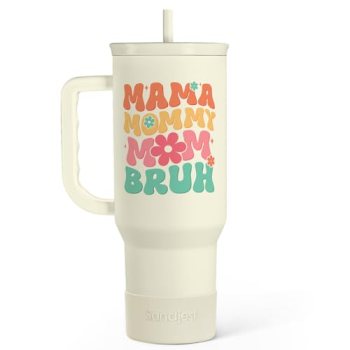 Mom Tumbler with Handle 40oz, Mama Mommy Mom Bruh Cup Stainless Steel Insulated