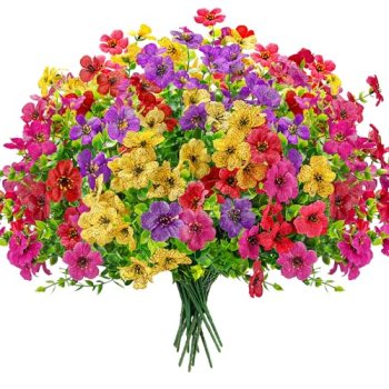 Der Rose 12 Bundles Artificial Flowers for Outdoors Fake Flowers Plants Spring S