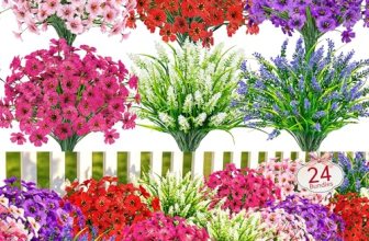 Der Rose 24 Bundles Artificial Flowers for Outdoors Fake Spring Flowers Plants U