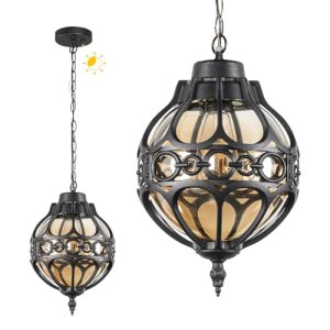Zanritelit Dusk to Dawn Outdoor Pendant Lighting for Porch