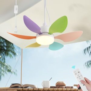 AHAWILL 18.5″ Gazebo Fan,Outdoor Plug in Ceiling Fans with Lights