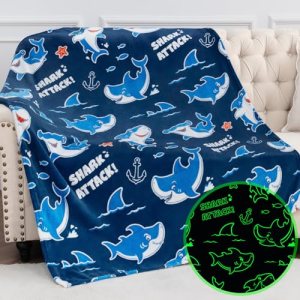 Jekeno Shark Glow in The Dark Blanket Gifts for Girls Boys Christmas Birthday Ki