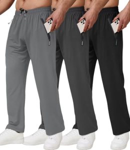lomsoe 3 Pack Men’s Athletic Pants with Zip Pockets