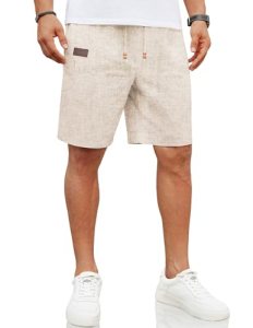 COOFANDY Mens Casual Waist Shorts Summer Beach 9 Inch Inseam Stretch Waistband S
