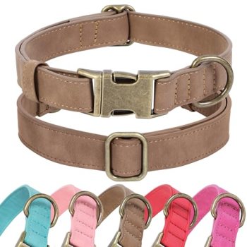 Jumpress Soft Leather Dog Collar for Small Medium Large Dogs