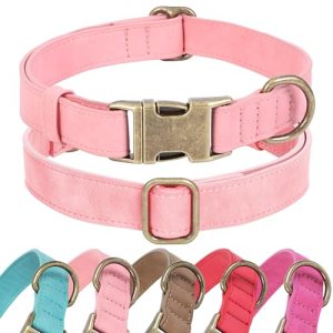 Jumpress Soft Leather Dog Collar for Small Medium Large Dogs