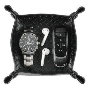 KINIVA 2 Pack PU Leather Jewelry Valet Tray for Men Women
