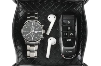 KINIVA 2 Pack PU Leather Jewelry Valet Tray for Men Women