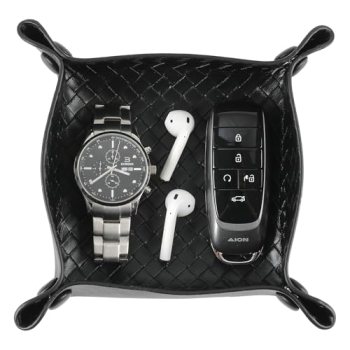 KINIVA 2 Pack PU Leather Jewelry Valet Tray for Men Women