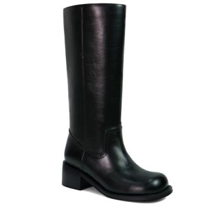 UBWDU Black Knee High Boots for Women Wide Calf Chunky Heel Campus Boots Square