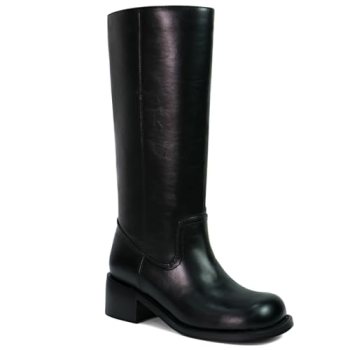 UBWDU Black Knee High Boots for Women Wide Calf Chunky Heel Campus Boots Square