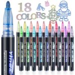 Outline Markers, 18 Metallic Shimmer Glitter Gel Pens