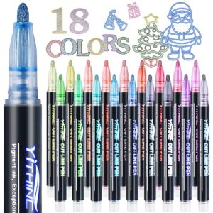 Outline Markers, 18 Metallic Shimmer Glitter Gel Pens