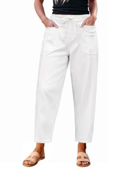 luvamia White Jeans Women High Waisted Tummy Control Pants Pull On Stretchy Deni