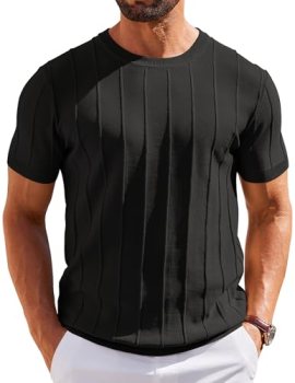 COOFANDY Mens Tee Shirts Casual Stylish Summer Short Sleeve Knit Sweater Crew Ne