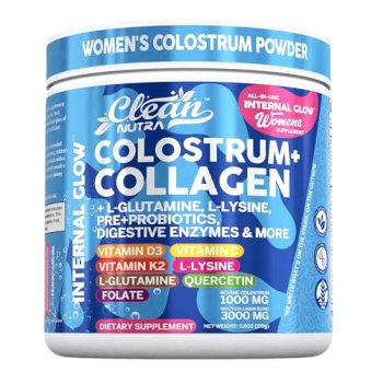 Bovine Colostrum Powder + Collagen Peptides with L-Glutamine L-Lysine Prebiotics