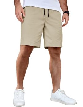 COOFANDY Men’s Casual Shorts Cotton Elastic Waist Drawstring Shorts Lightweight