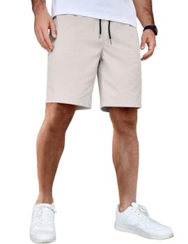 COOFANDY Men’s Summer Beach Shorts Lightweight Elastic Waist Shorts Drawstring G