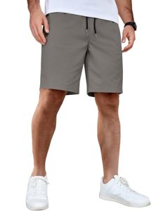 COOFANDY Men’s Casual Shorts Cotton Elastic Waist Drawstring Shorts Lightweight