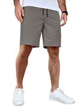 COOFANDY Men’s Casual Shorts Cotton Elastic Waist Drawstring Shorts Lightweight
