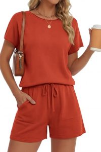 PRETTYGARDEN Two Piece Set For Women Summer Lounge Sets Shorts And Short Sleeve