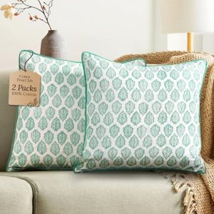 CPC 100% Cotton Throw Pillow Covers 24×24 Inch