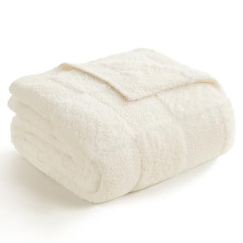 Snuggle Sac Checkered Throw Blanket Faux Fur Microfiber Blankets for Couch